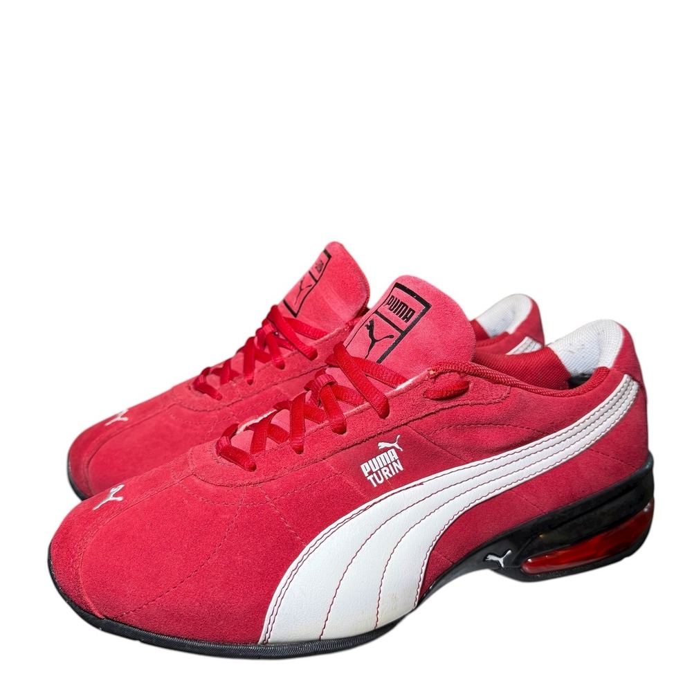 Puma Turin Red White Suede Running Shoe Men's 7.5 Retro 2010s Sneakers 185484-03